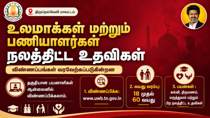 உலமாக்கள் நலத்திட்ட உதவிகள் 2026! 🕌 18 முதல் 60 வயது வரை Online Apply