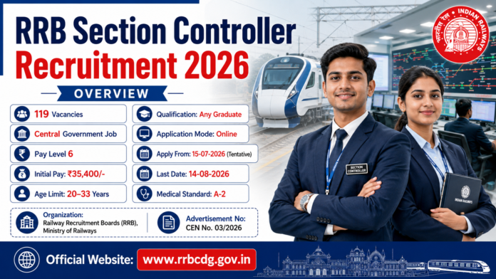🚆 RRB Section Controller Recruitment 2026: Railway-ல் 119 Section Controller பணியிடங்கள் – Degree முடித்தவர்கள் Apply!