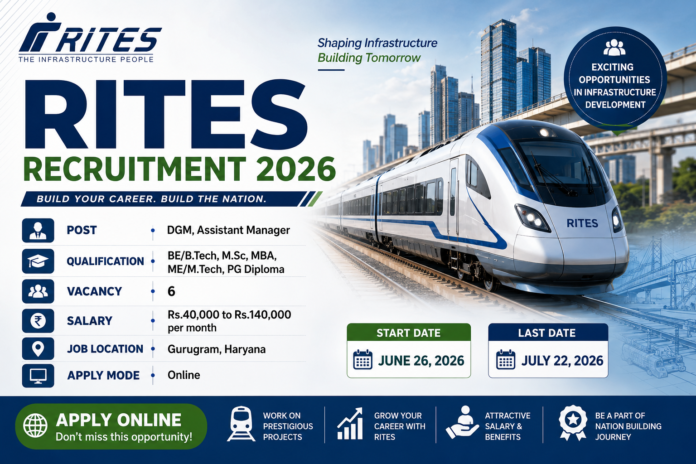 🚆 RITES Recruitment 2026: ₹2 லட்சம் வரை சம்பளத்தில் DGM, Assistant Manager வேலைவாய்ப்பு!