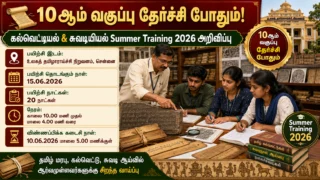 *📜 10ஆம் வகுப்பு தேர்ச்சி போதும்! கல்வெட்டியல் & சுவடியியல் Summer Training 2026 அறிவிப்பு*