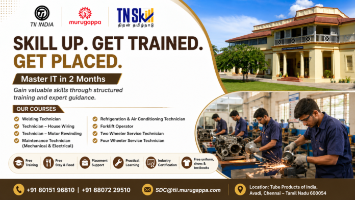 🛠️ Murugappa TI India Free Skill Training 2026 – 2 மாத Free Course + Placement Support!