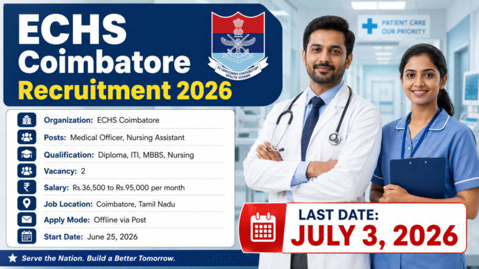 🏥 ECHS Coimbatore Recruitment 2026 – Medical Officer & Nursing Assistant வேலை | Salary ₹95,000 வரை!