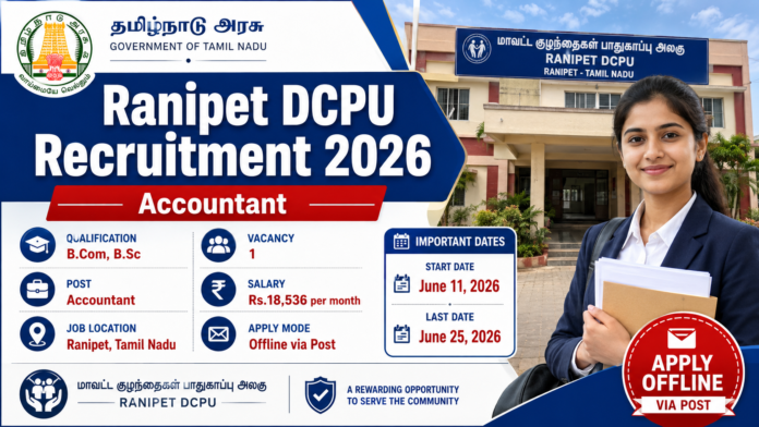 Ranipet DCPU Recruitment 2026 🔔 Accountant வேலைவாய்ப்பு | ₹18,536 சம்பளம்!