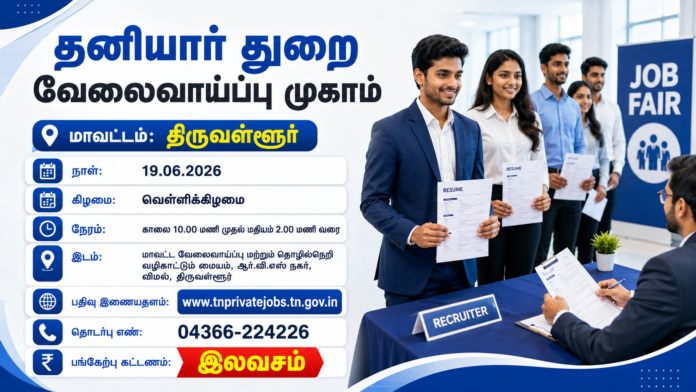 💼 Tiruvallur Job Fair 2026: வேலைதேடும் இளைஞர்களுக்கு தனியார் துறை வேலைவாய்ப்பு முகாம்!