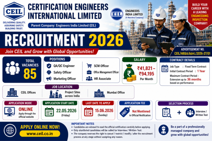 🏗️ CEIL Recruitment 2026: QA/QC Engineer, Officer, HR Associate பணிக்கு 85 காலியிடங்கள்!