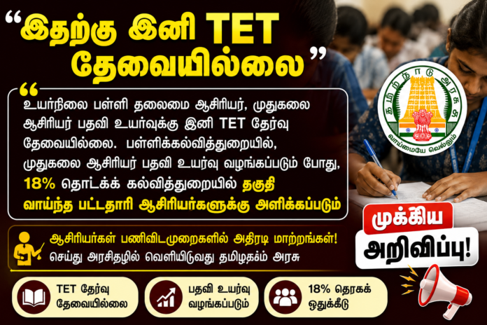 👩‍🏫 ஆசிரியர் பதவி உயர்வில் TET தேவையில்லை? High School HM & PG Assistant Promotion Update