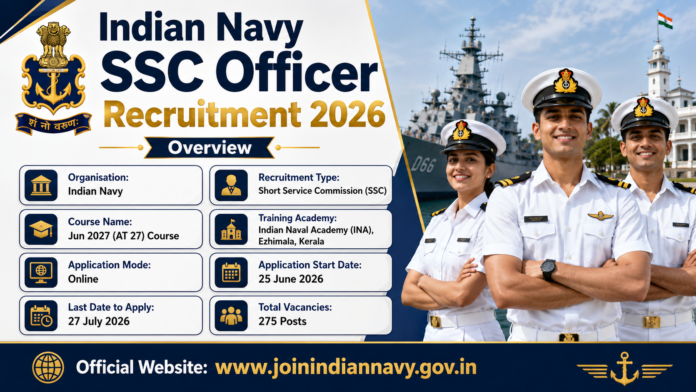 ⚓ Indian Navy SSC Officer Recruitment 2026: 275 Officer பணியிடங்கள் – BE/B.Tech, MBA, MCA முடித்தவர்கள் Apply!