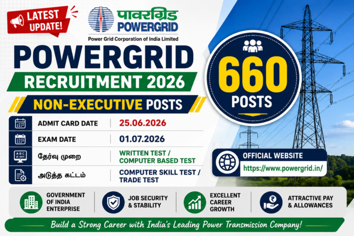 ⚡ POWERGRID Non-Executive 2026 Admit Card வெளியீடு! CBT Exam Date & Hall Ticket Download Link