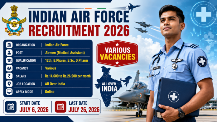 Indian Air Force Recruitment 2026 ✈️ Medical Assistant வேலை – 12th / Pharmacy முடித்தவர்களுக்கு வாய்ப்பு!