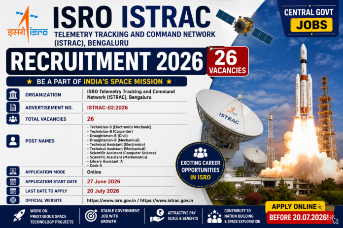 🚀 ISRO ISTRAC Recruitment 2026: 26 பணியிடங்கள் | Technician, Assistant, Cook வேலைவாய்ப்பு!