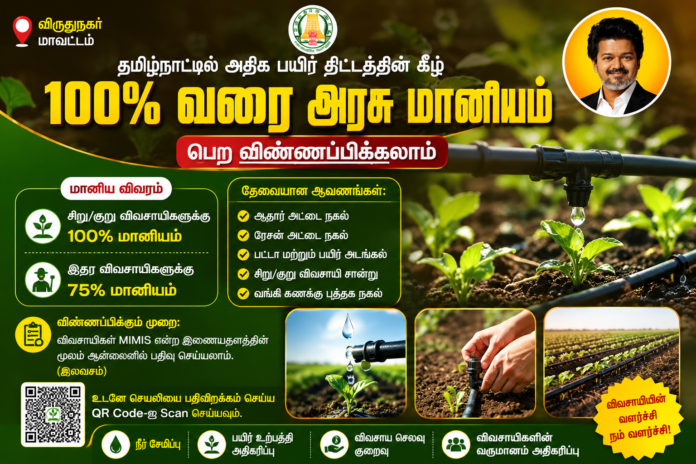 🚜 துளிநீரில் அதிக பயிர் திட்டம்: விவசாயிகளுக்கு 100% வரை அரசு மானியம்!
