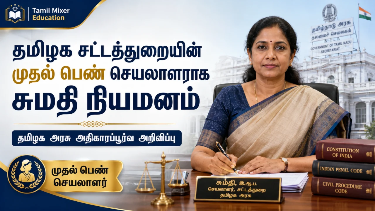 *⚖️ தமிழக சட்டத்துறையில் வரலாறு: முதல் பெண் செயலாளராக சுமதி நியமனம்!*