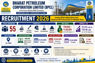 ⛽ BPCL Recruitment 2026: Technical Officer, Site Manager உட்பட 55 பணியிடங்கள் – ₹55.49 Lakh வரை CTC!