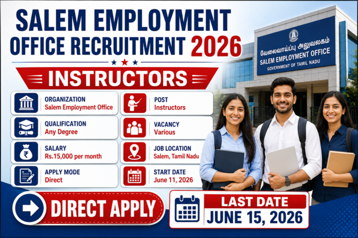 Salem Employment Office Recruitment 2026 🔔 போட்டித் தேர்வு பயிற்றுநர்கள் தேவை!