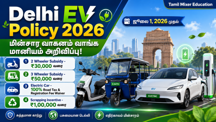 🛵 Delhi EV Policy 2026: மின்சார வாகனம் வாங்க ₹50,000 வரை மானியம் – Full Details!