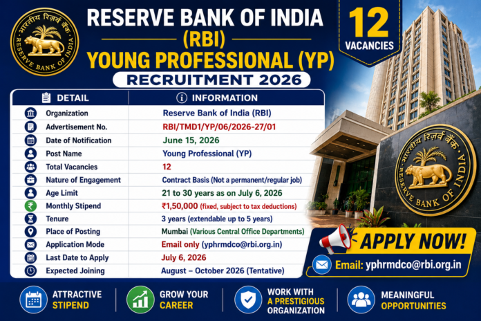 🏦 RBI Young Professional Recruitment 2026: ₹1,50,000 சம்பளம்! 12 பணியிடங்களுக்கு விண்ணப்பிக்கலாம்