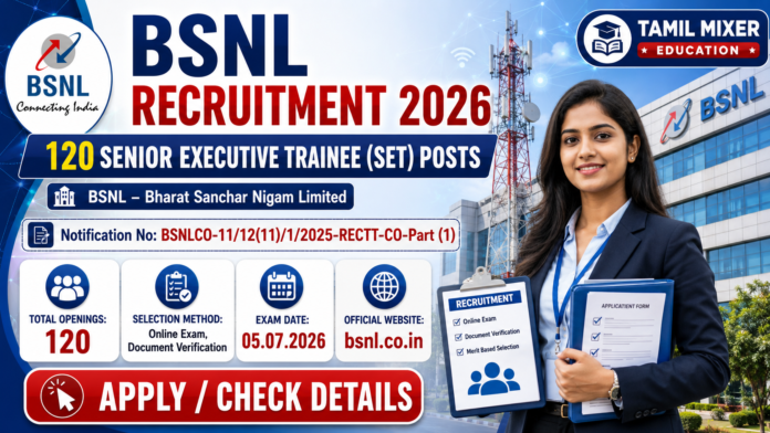 📢 BSNL Senior Executive Trainee Admit Card 2026 வெளியீடு – SET Exam Date & Hall Ticket Download!