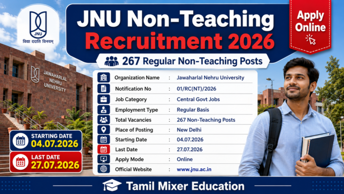 🔥 JNU Recruitment 2026 | 267 Non Teaching வேலைவாய்ப்பு – 10th முதல் Degree வரை Apply Online!