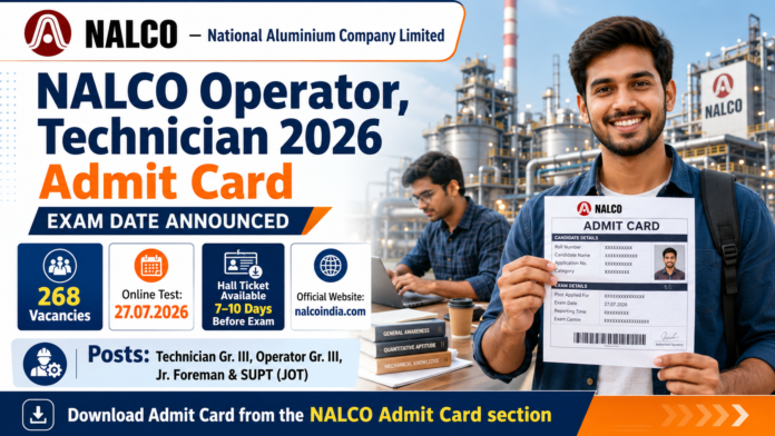 🎫 NALCO Admit Card 2026 வெளியானது – 268 Operator, Technician பணிகளுக்கான Hall Ticket Download Link!