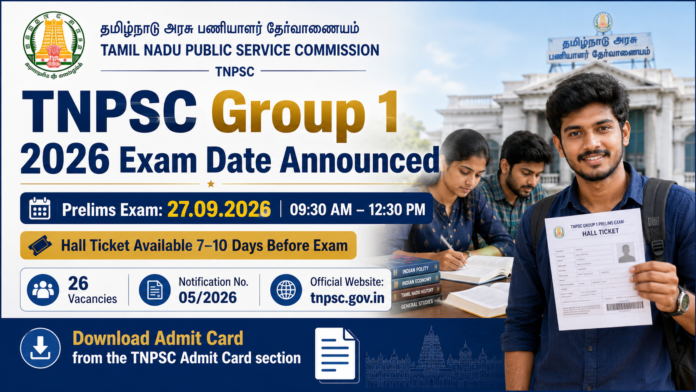 📢 TNPSC Group 1 Exam Date 2026 மாற்றம் – புதிய Prelims தேதி அறிவிப்பு!