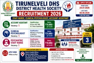 Tirunelveli DHS Recruitment 2026: Staff Nurse உள்ளிட்ட 3 பணிகள்; ₹23,800 சம்பளம் 🏥