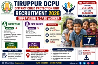 Tiruppur DCPU Recruitment 2026: 12ம் வகுப்பு தகுதியில் 7 பணிகள் 👩💼