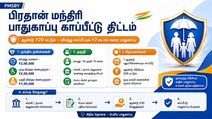 ₹20-க்கு ₹2 லட்சம் Accident Insurance! 🚨 PMSBY Scheme Apply Details