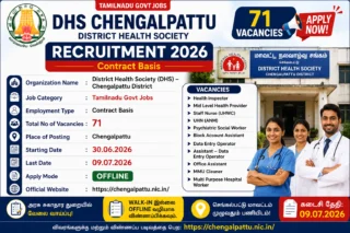 🏥 Chengalpattu DHS Recruitment 2026: 71 Staff Nurse, Health Inspector வேலைவாய்ப்பு – Offline Apply!