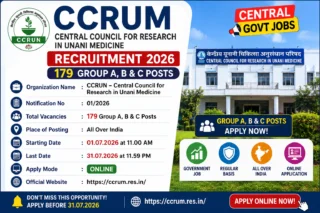🏥 CCRUM Recruitment 2026: 179 Group A, B & C Central Govt Jobs – Online Apply!