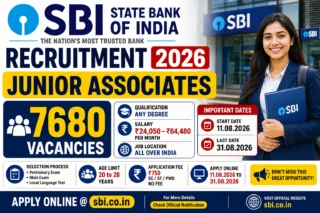 SBI Junior Associate Recruitment 2026: 7680 காலியிடங்கள் – Apply Online