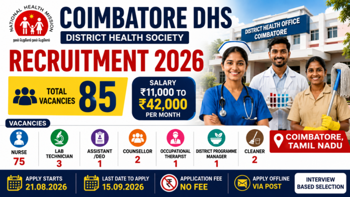 Coimbatore DHS Recruitment 2026: 85 காலியிடங்கள் – ₹42,000 சம்பளம்
