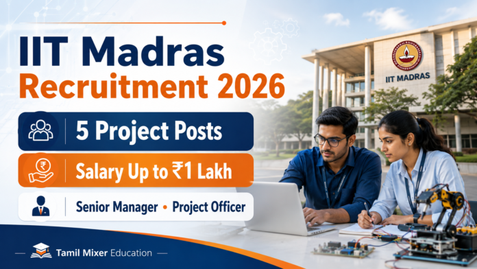 IIT Madras Recruitment 2026: 5 Project பணிகள்; ₹1 லட்சம் வரை சம்பளம் 🎓