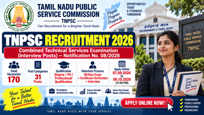 TNPSC Recruitment 2026: 170 காலியிடங்கள் – Degree Candidates Apply Online
