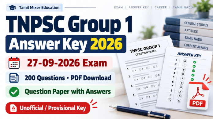 TNPSC Group 1 Answer Key 2026 PDF Download – 27 September Question Paper with Answers