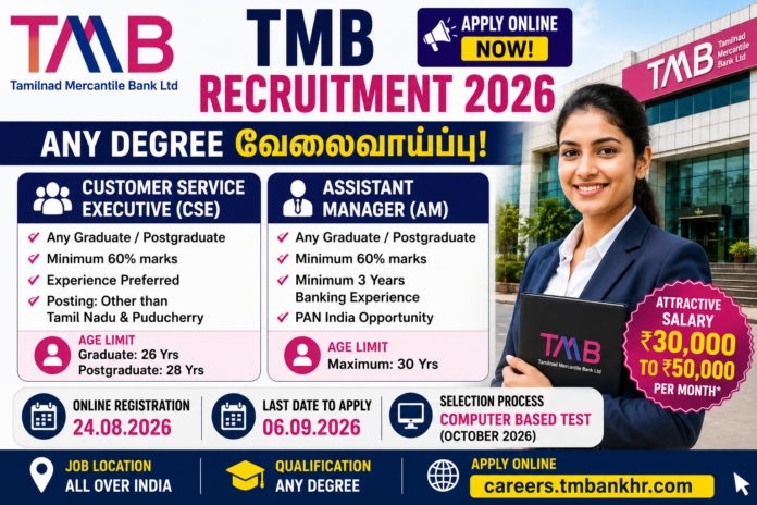 TMB Recruitment 2026: Any Degree Bank Jobs – Apply Online