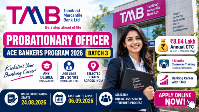 TMB Probationary Officer Recruitment 2026: Any Degree – ₹8.64 Lakh CTC