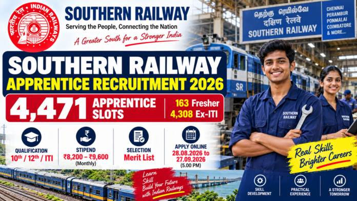 Southern Railway Recruitment 2026: 4471 Apprentice Vacancies – 10th, 12th, ITI Apply