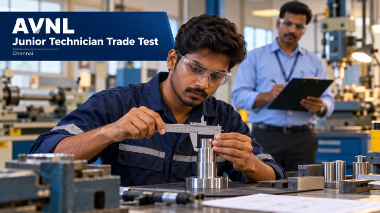AVNL Junior Technician Trade Test செய்திக்கான தொழிற்திறன் மதிப்பீட்டைச் சித்தரிக்கும் படம்