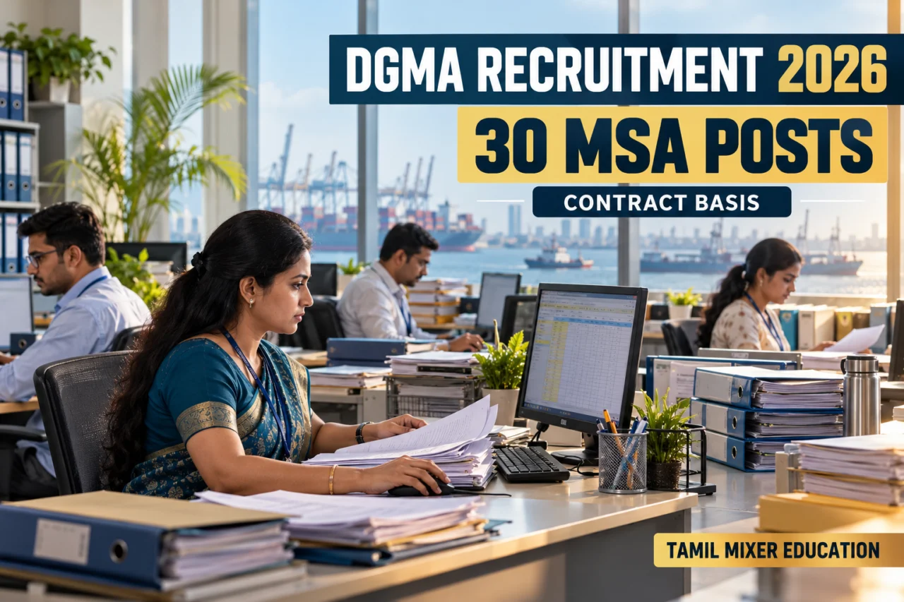 DGMA Recruitment 2026 – 30 MSA ஒப்பந்தப் பணிகள்; மும்பை maritime administration அலுவலகப் பணிகளின் விளக்கப்படம்