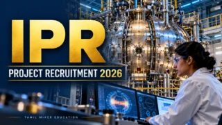 IPR Recruitment 2026 – பிளாஸ்மா ஆராய்ச்சி ஆய்வகம் மற்றும் ஆராய்ச்சியாளரின் AI விளக்கப்படம்