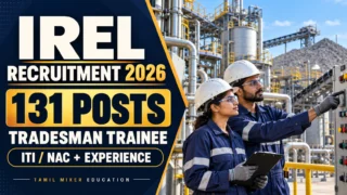 IREL Recruitment 2026 – 131 Tradesman Trainee பணிகள், தொழில்துறை தொழில்நுட்பப் பணியாளர்களைக் காட்டும் AI கருத்துப்படம்