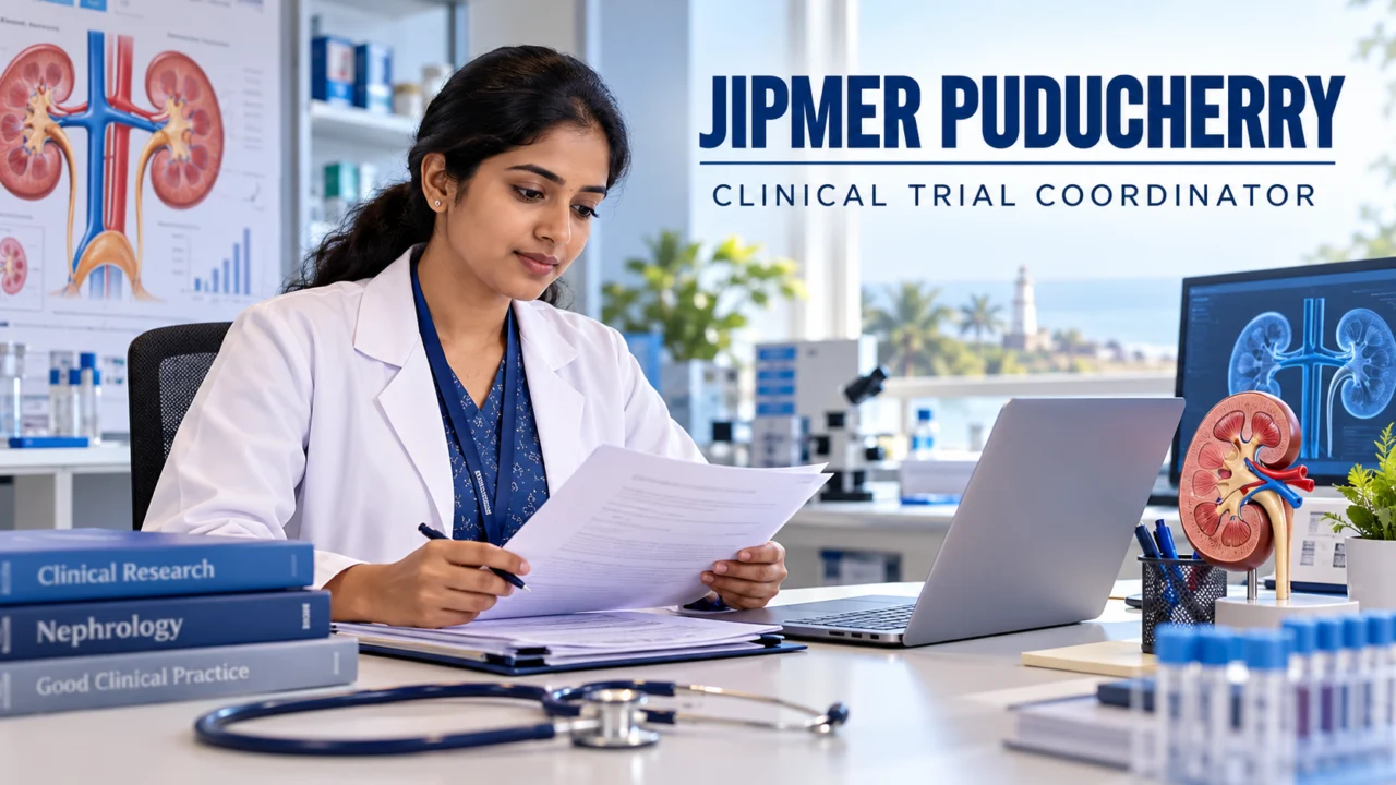 JIPMER புதுச்சேரி Nephrology மருத்துவ ஆய்வு ஒருங்கிணைப்பாளர் பணிக்கான விளக்கப்படம்