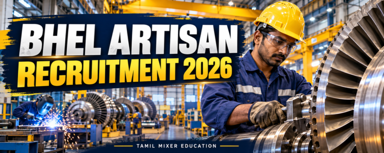 BHEL Artisan வேலைவாய்ப்பு 2026 – பாதுகாப்பு உபகரணங்களுடன் தொழிற்சாலை ஊழியர் குறித்த AI விளக்கப்படம்