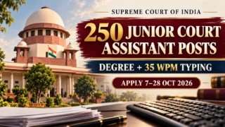 Supreme Court of India Junior Court Assistant Recruitment 2026 – 250 பணியிடங்கள், Degree மற்றும் 35 WPM typing