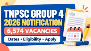 TNPSC Group 4 2026 அறிவிப்பு: 6,574 காலியிடங்கள், தேதிகள், தகுதி மற்றும் விண்ணப்ப விவரங்கள்