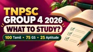 TNPSC Group 4 Syllabus 2026 – what to study: 100 Tamil, 75 General Studies, 25 Aptitude questions