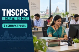 TNSCPS Recruitment 2026 – சென்னையில் 9 ஒப்பந்த பணிகளைக் குறிக்கும் அலுவலக விளக்கப்படம்